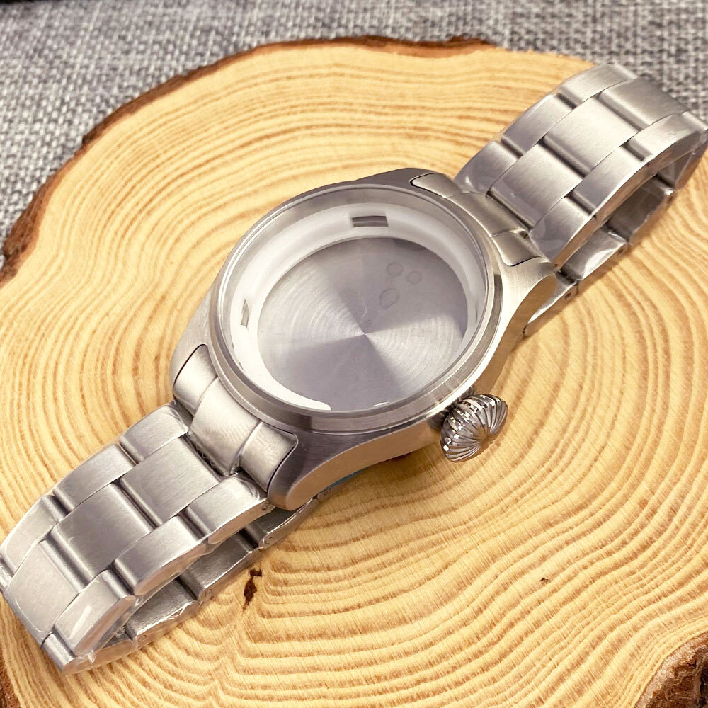 39mm Pilot Steel Sapphire Glass Watch Case Bracelet Fit NH34 NH35 NH36 ETA 2824