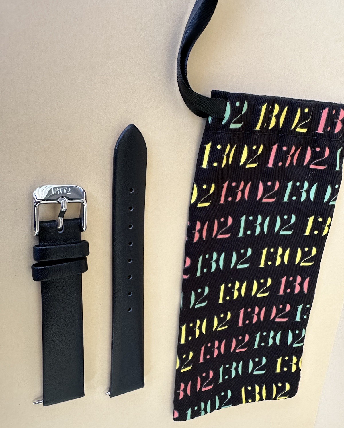 1302 Watch Co Leather Watch Band for Women and Men Watch Band 16mm Small Black