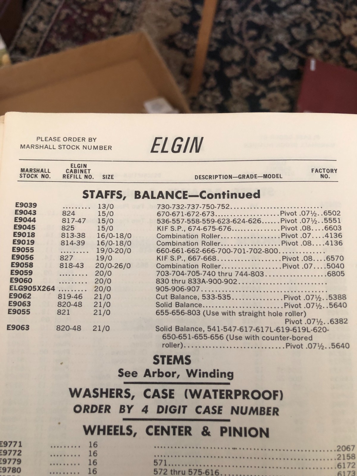 Vintage NOS Elgin Balance Staffs (Select One)