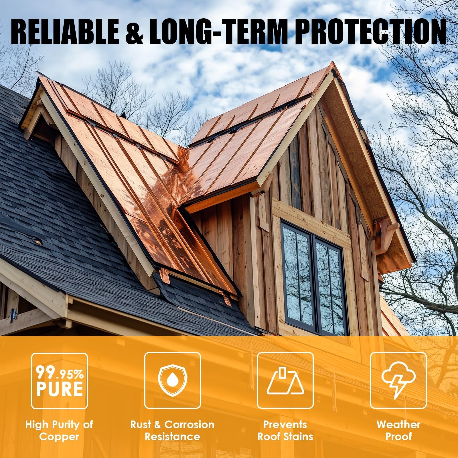 Copper Flashing – 24 Gauge (0.02”/0.5mm) Thickness, 6in x 10ft, ASTM