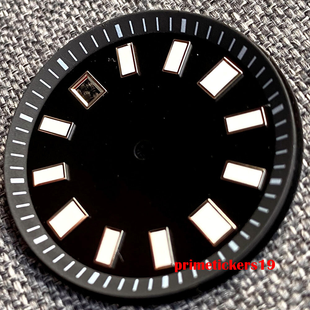 33.4mm Black/Blue/Green Sterile Watch Dial Date Window Fit NH35 NH36 Movement