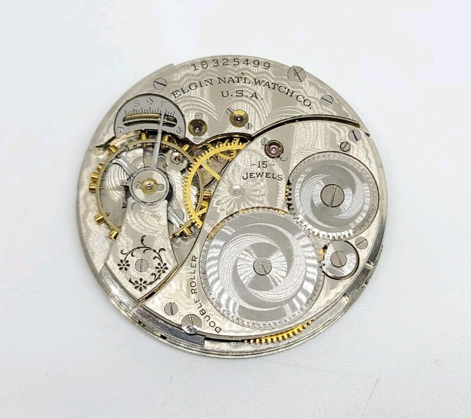 1915 Elgin Model 2 Grade 314 15J 12s Pocket Watch Movement For Parts Or Repair