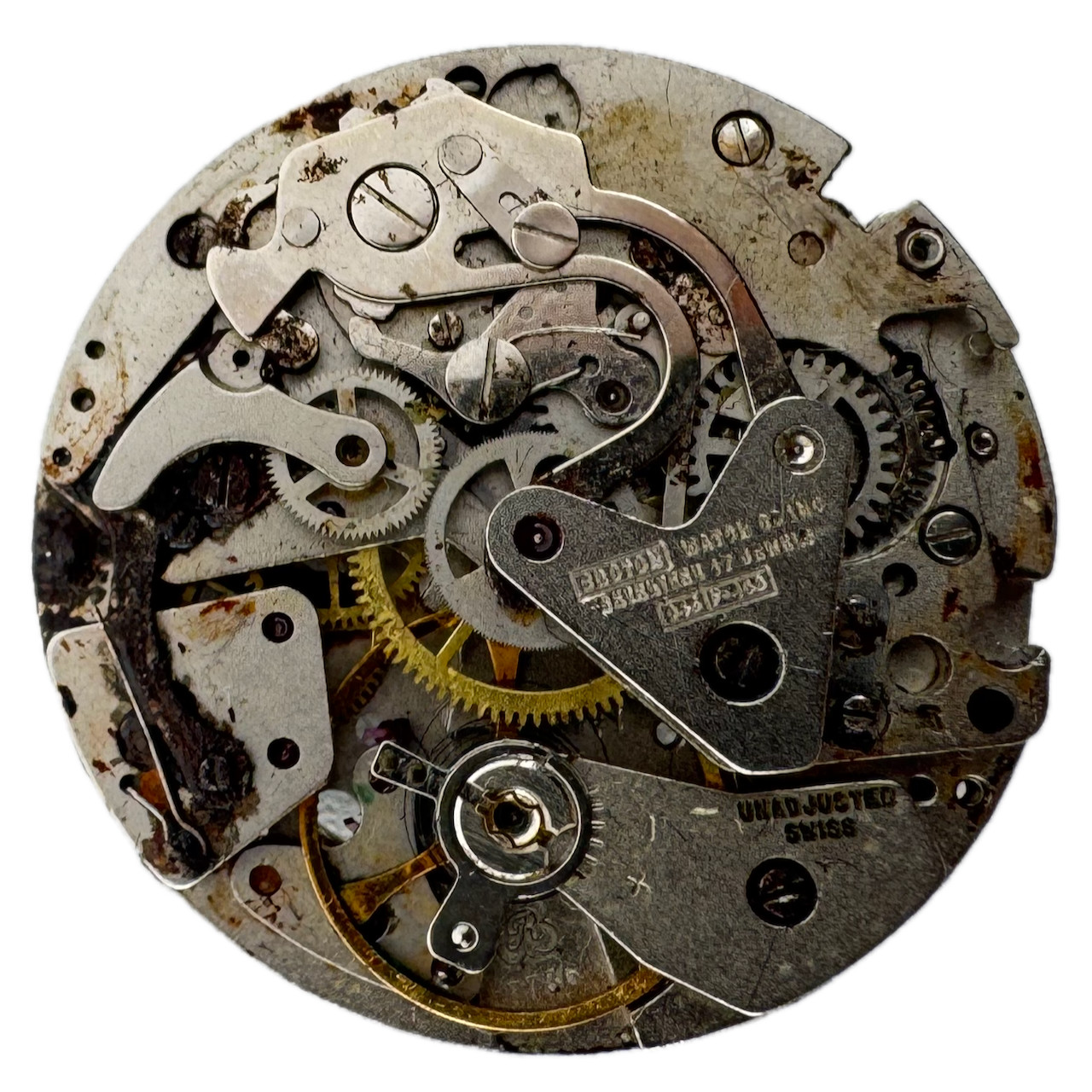 Vintage 31mm Croton Watch Co Chronograph Wristwatch Movement Valjoux 7736 Swiss
