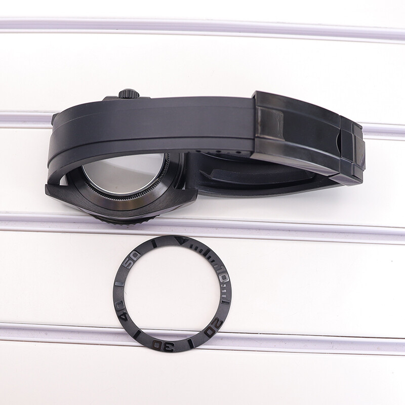 40mm nh35 nh36 YACHT Watch Case Rubber Strap Stainless Steel Sliding Lock Buckle