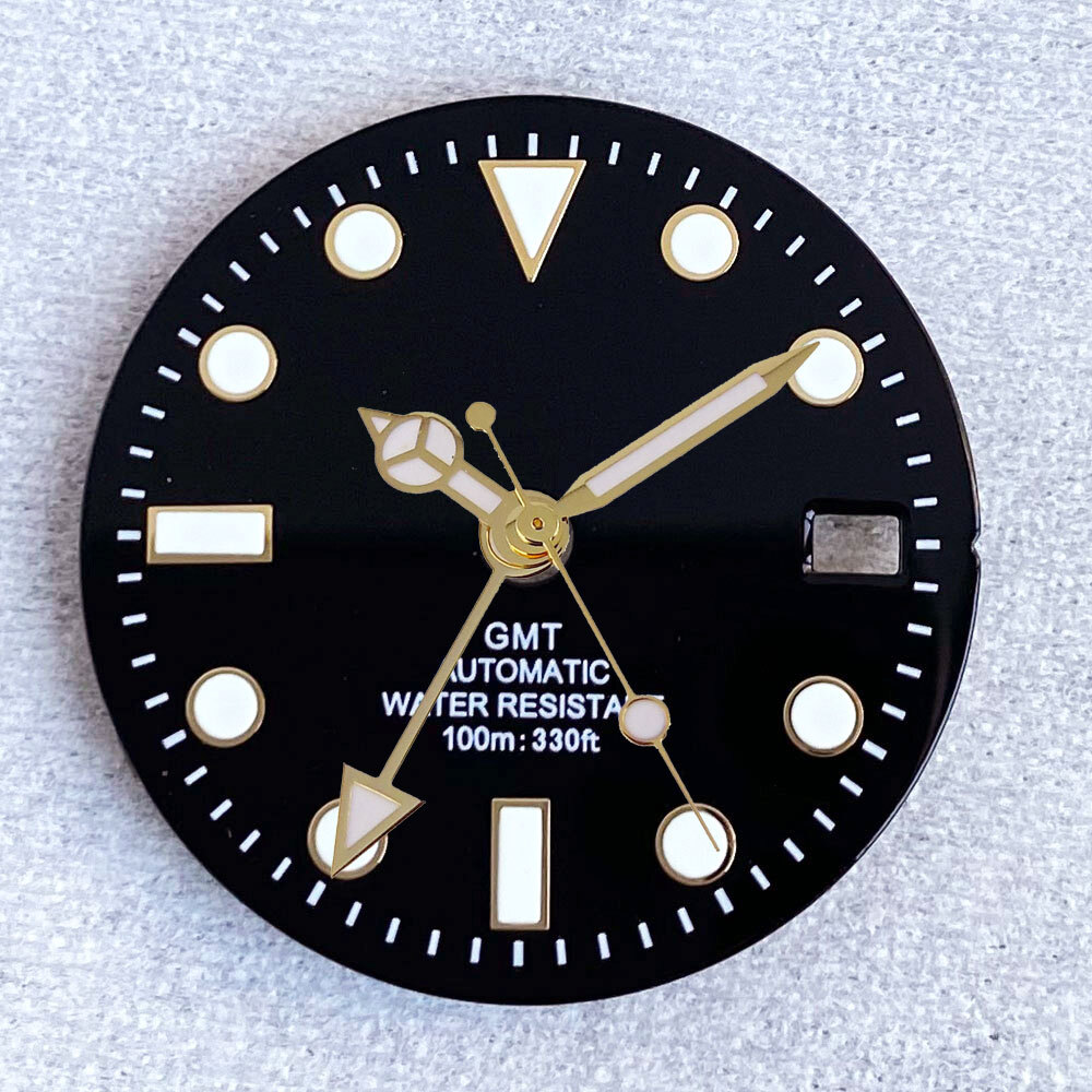 Luminous Black Green Blue 29mm Watch Dial Face fit NH34A NH34 GMT Automatic Movt
