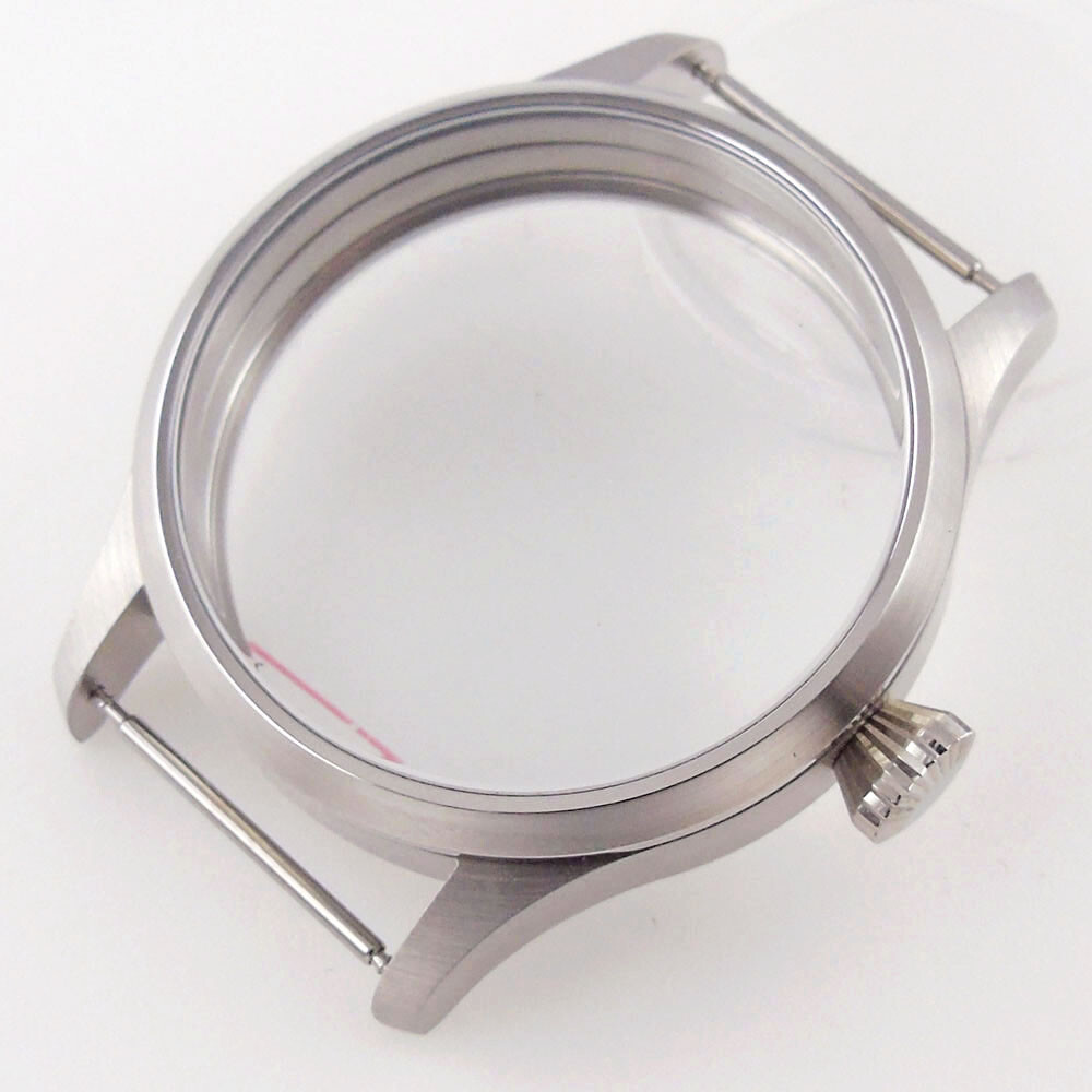 Silver 42mm Sterile Watch Case+Hands+Dial For ETA 6497 ST 3600 Hand Winding Movt