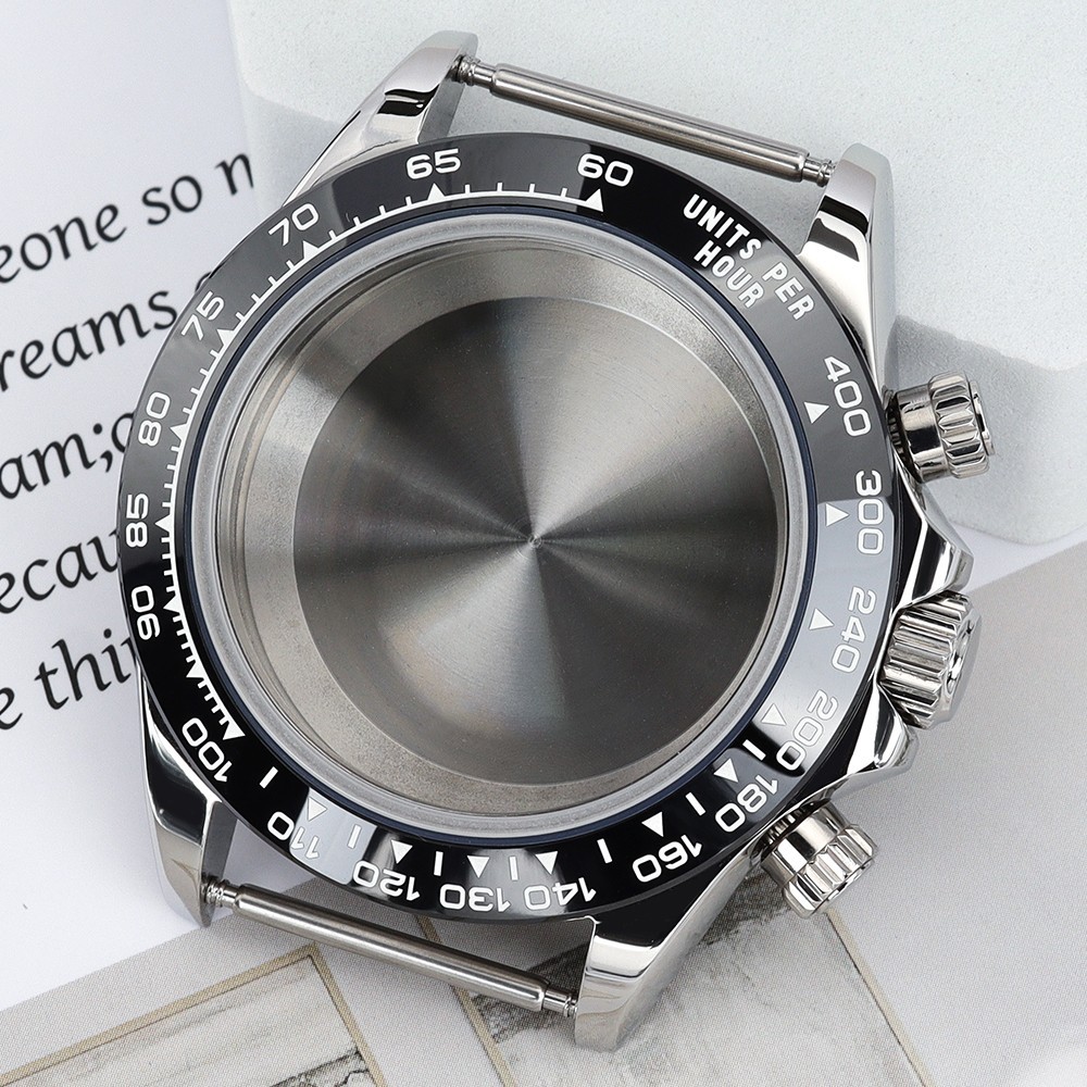 Chronograph Curved Bezel 39mm Diver Watch Case Sapphire For Seiko VK63 Movement
