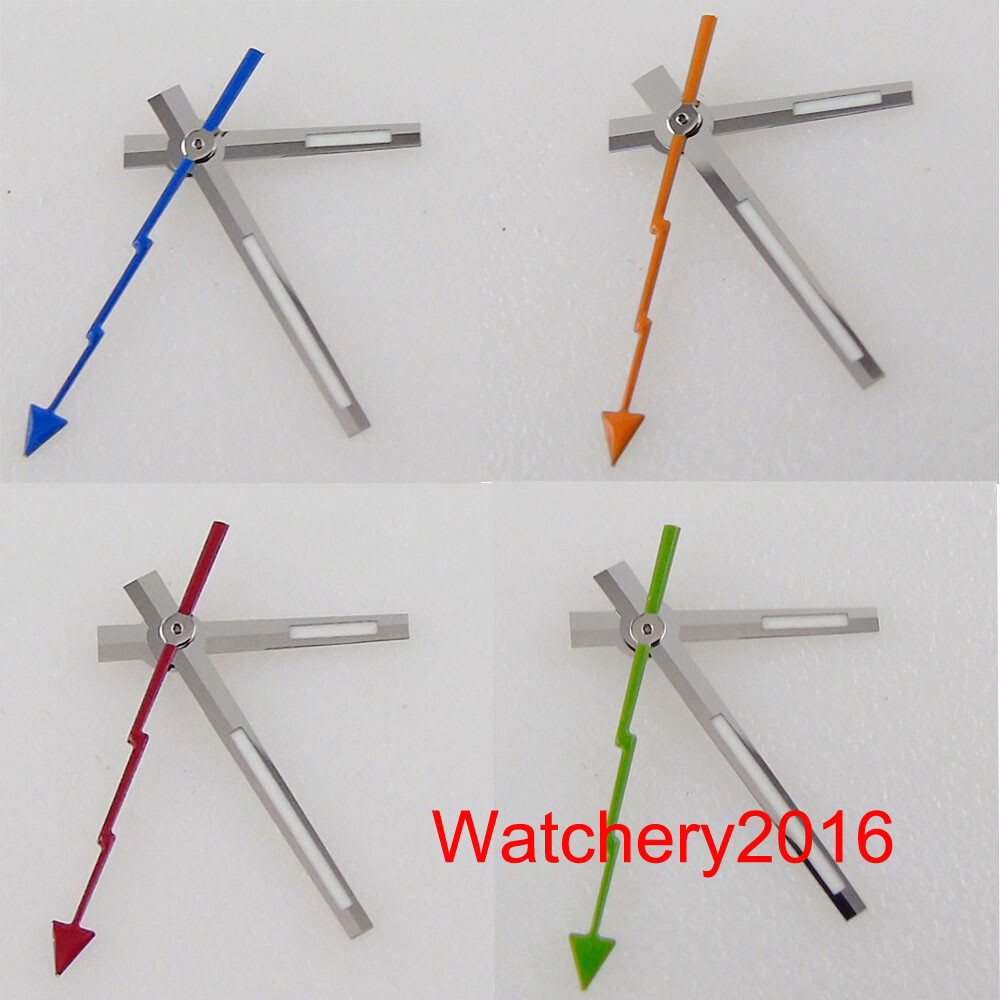 Red Blue Orange Hand silver edge white watch Hand fit NH35 NH36 7s26 ETA 2824