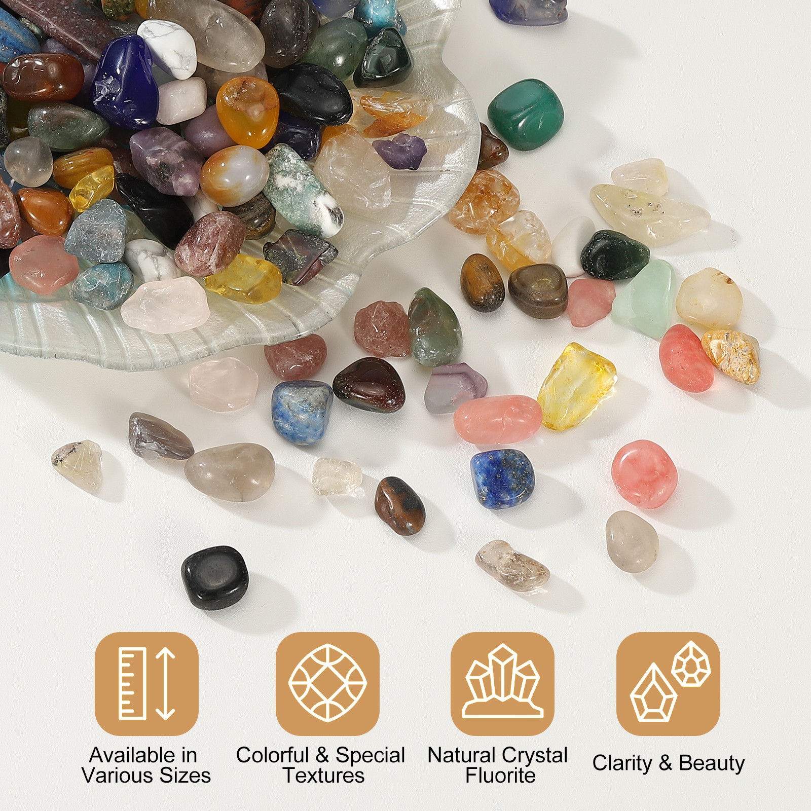 Tumbled Chips Stones, 1lb/500g Fluorite Tumbled Gravel, Blue Agate