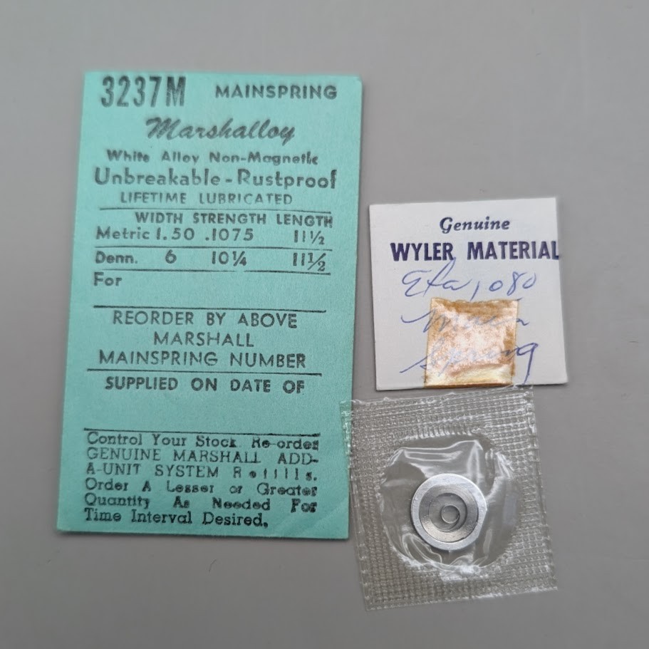 Set 2 NOS Marshalloy Wyler Alloy Mainsprings ETA 1080 Watch Repair