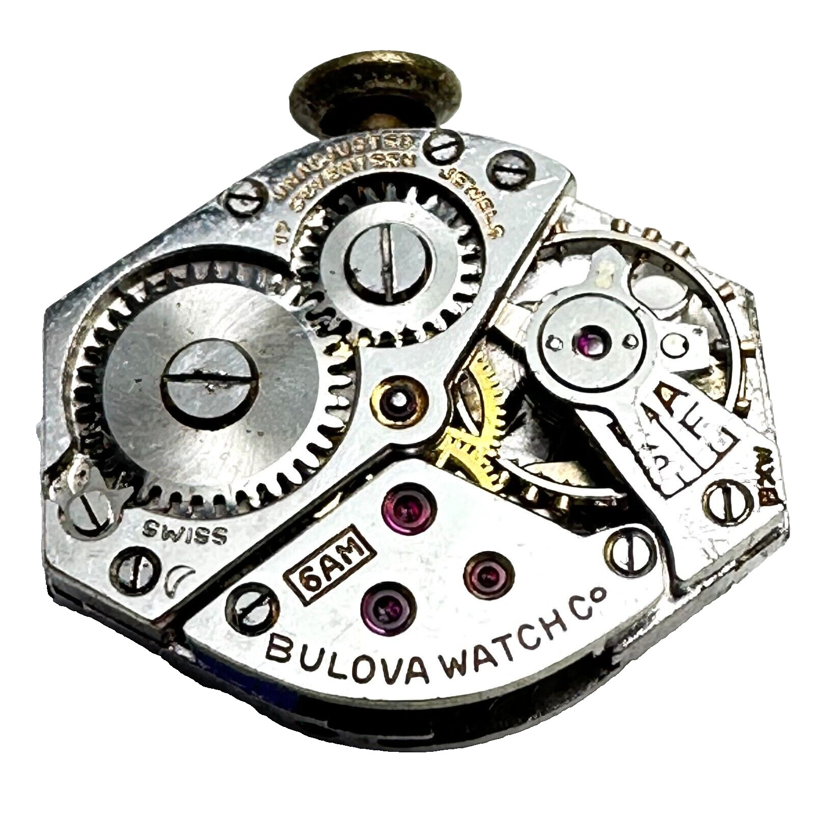 Bulova 6AM Ladies 17 Jewel Mechanical Watch Movement FOR PARTS 20-231