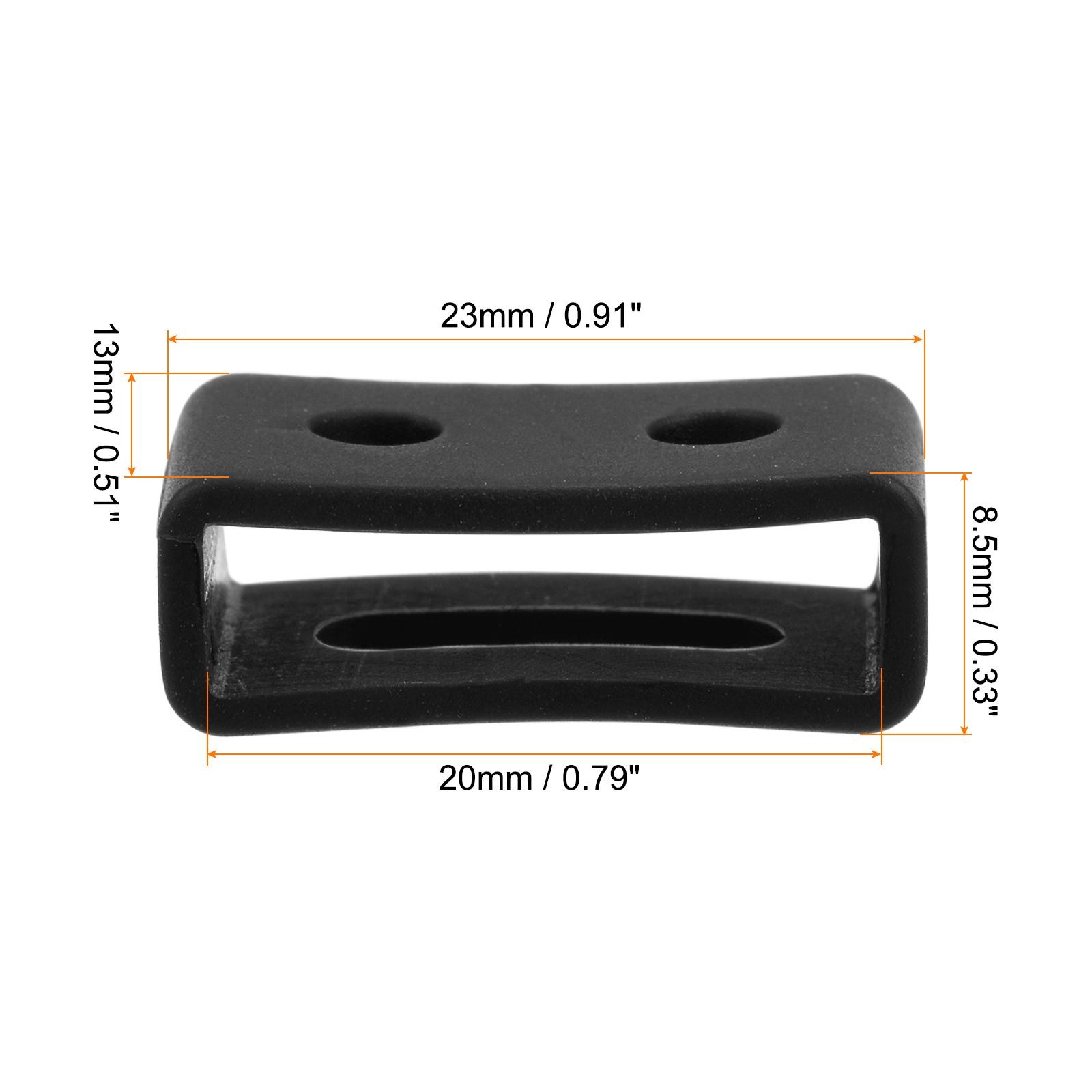 Watch Band Strap Loops Silicone for 20mm Width Watch Band Black 2Pcs