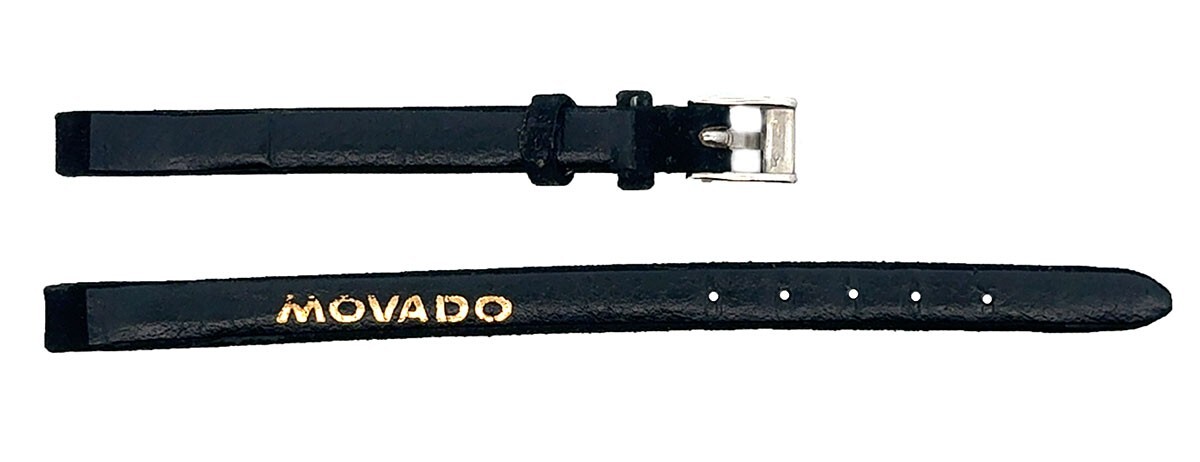 Movado Women’s 6mm Black Suede Leather Watch Band Strap Silver Buckle