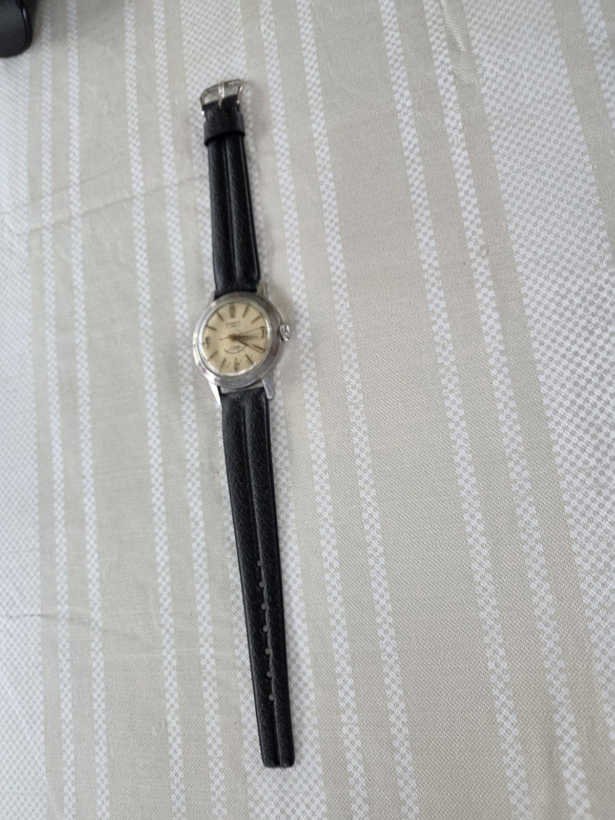 Vtg 1940/50’s Brenko Watch (Brenzikofer & Co.) 17j WW2? working VG New Vyl Band