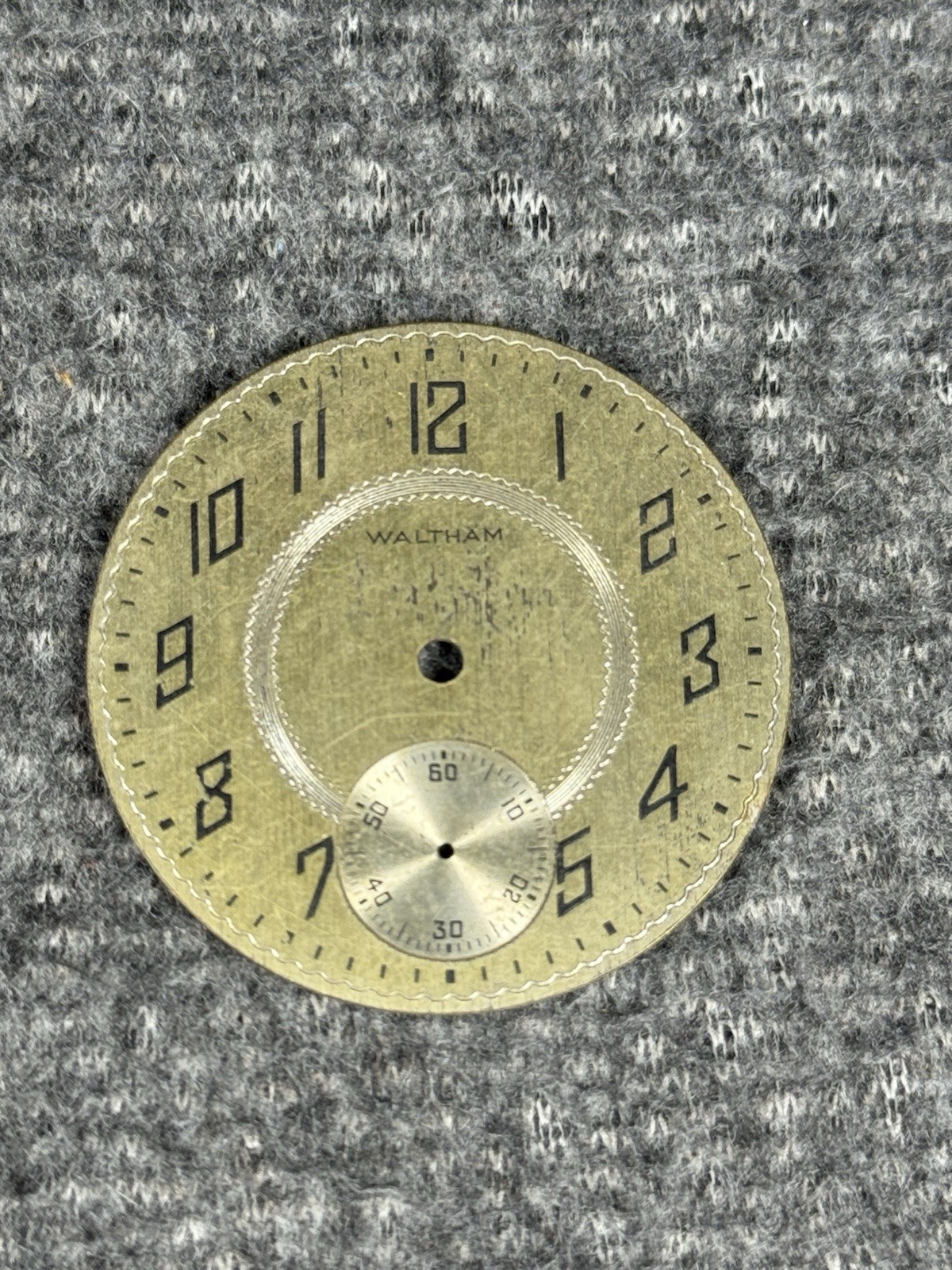 Waltham Watch Co Dial 16s Metal 12hr Arabic Numerals Sunburst Gold