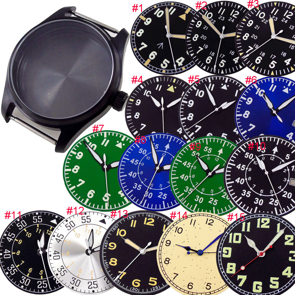 39mm Black PVD Sapphire Glass Watch Case Fit Japan NH35 NH36 (Case+dial+hand)