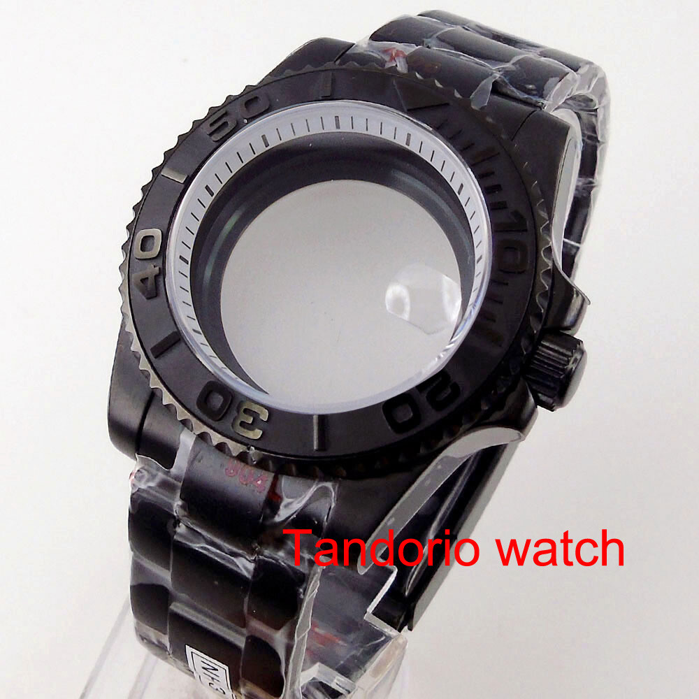 40mm Sapphire Glass Ceramic Bezel Chapter Ring Watch Case Fit for NH35 NH36 2824