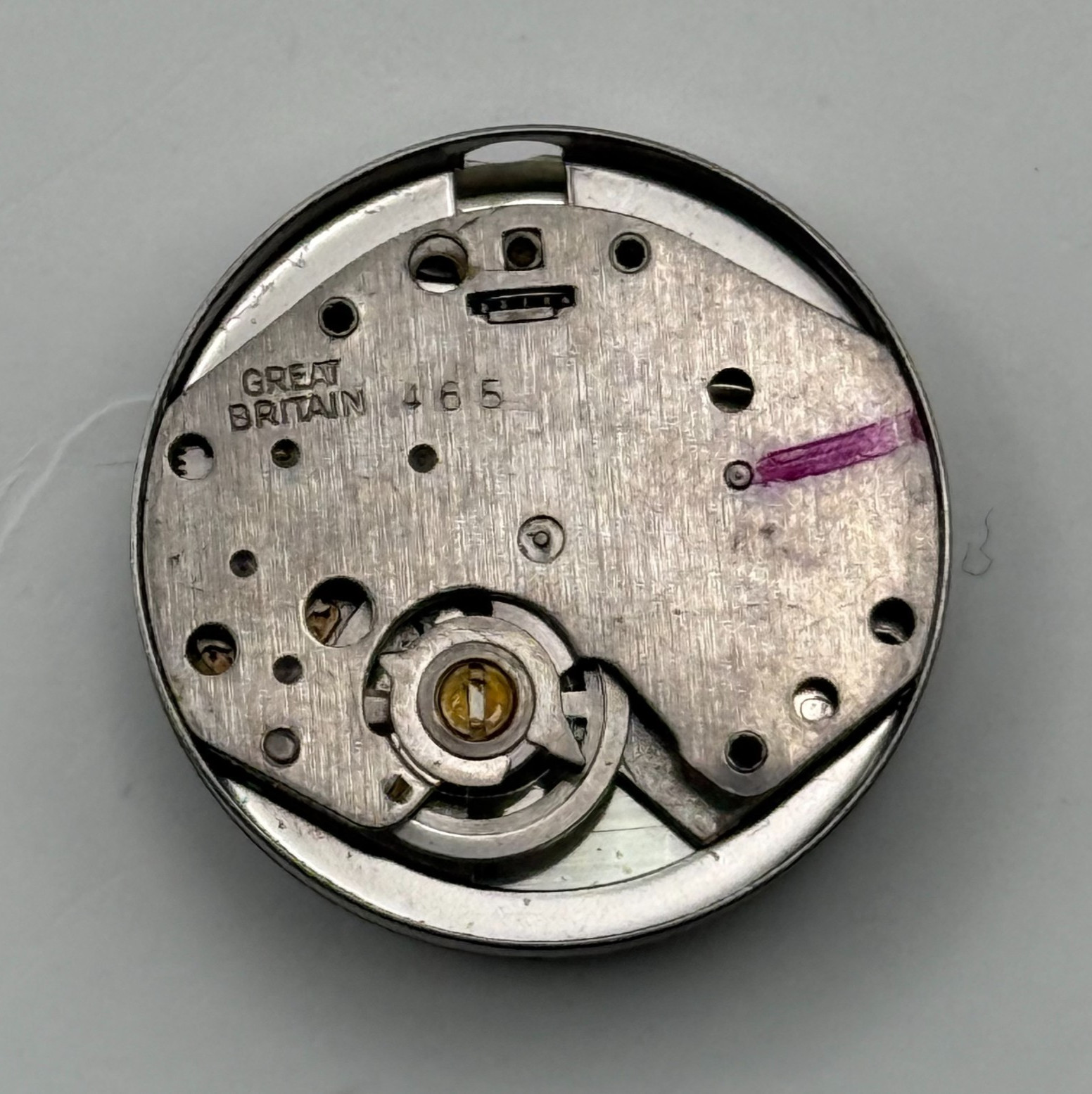 Timex 465 Watch Movement Great Britain Brown Dial Vintage Parts Repair 15.1mm