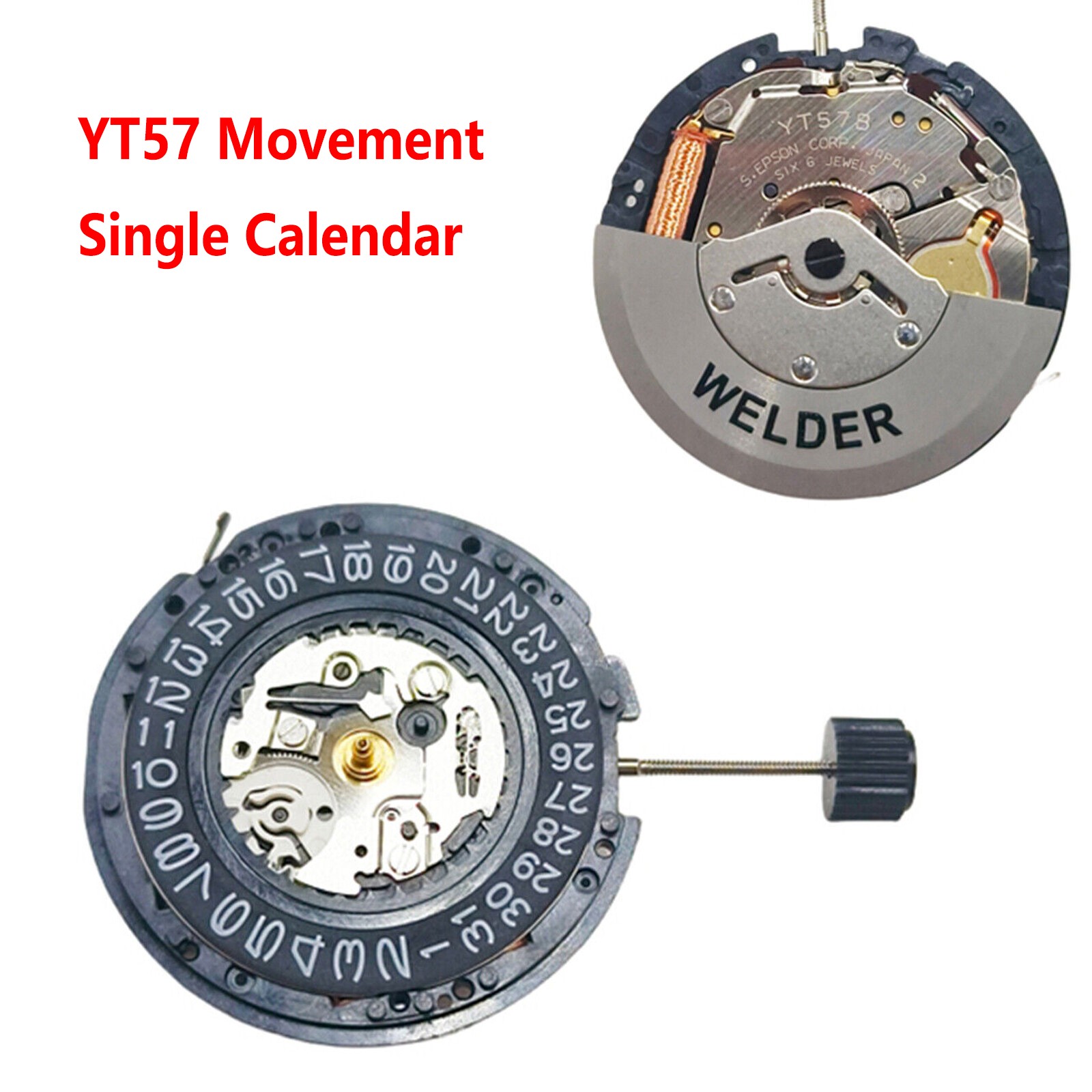 Artificial Kinetic Energy YT57 Watch Movement 3Hand Single Calendar with battery