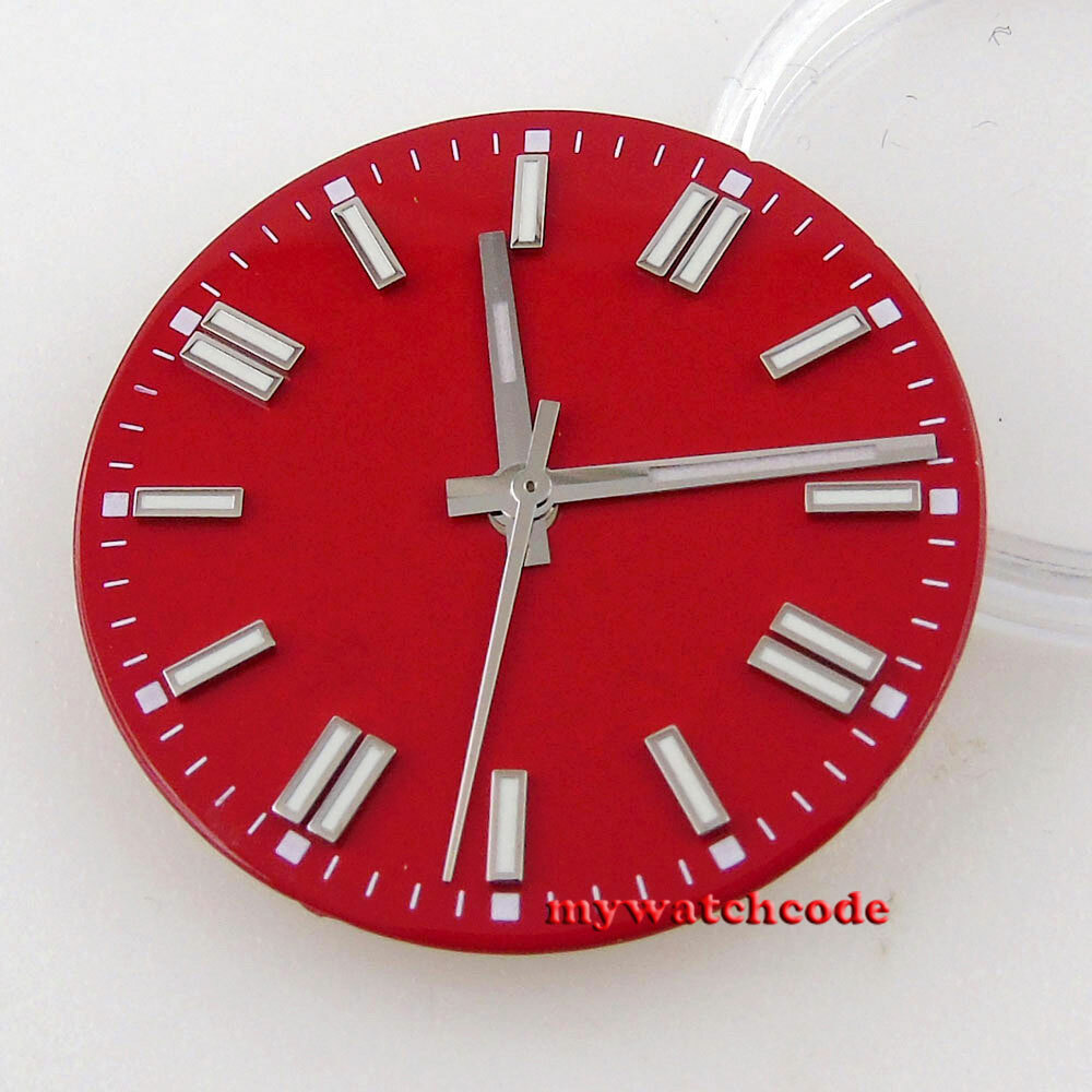 29MM Blue Black White Watch Dial Luminous Marks For Miyota 8215 2824 NH35A NH36A