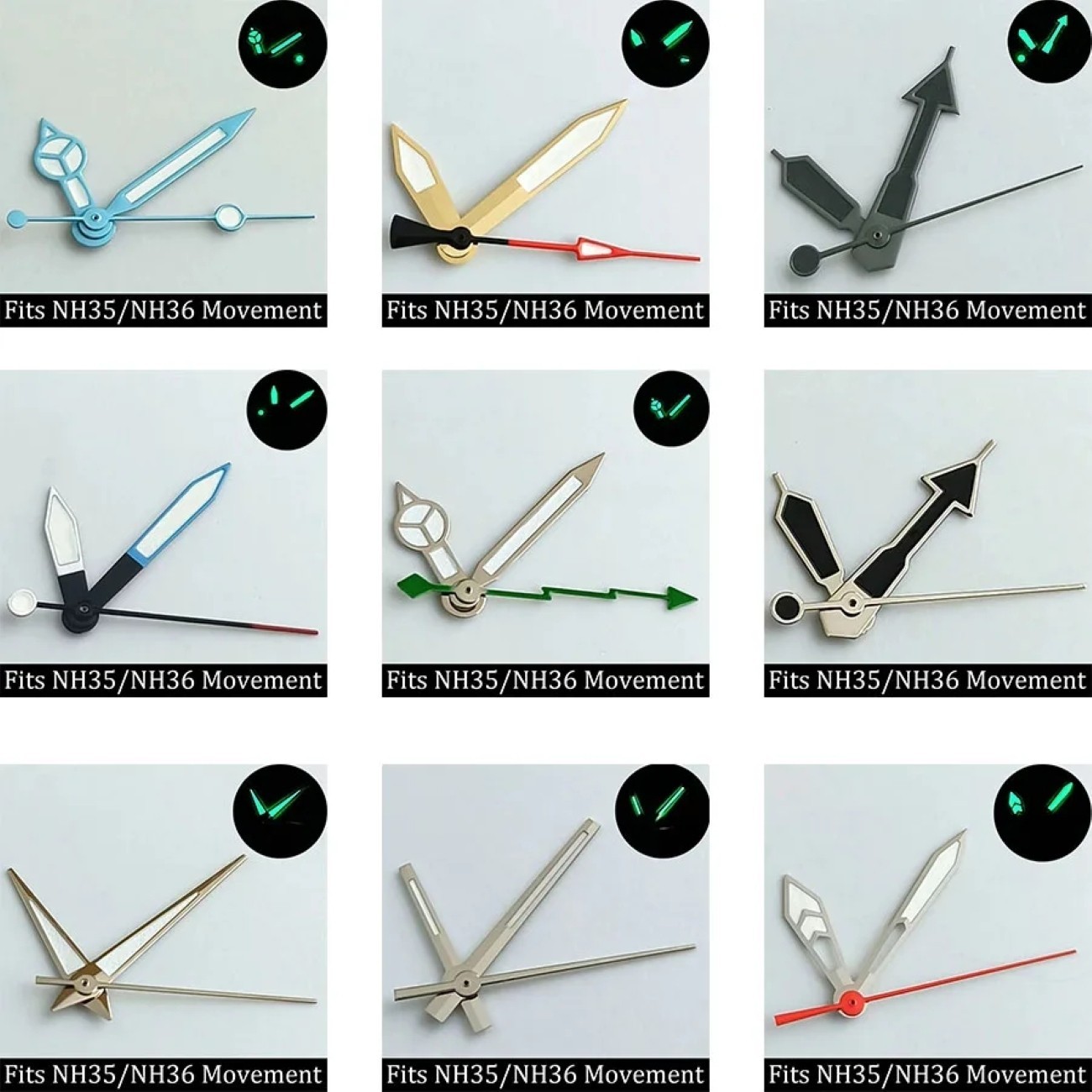 Green Luminous Watch Pointer Fit Needle For NH35 NH36 Hands NH Series Movement