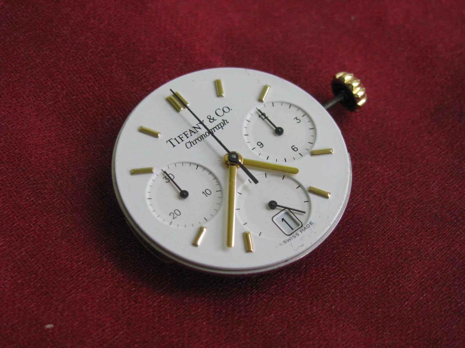 Tiffany & Co (Frederic Piguet 1270) Quartz Chronograph Watch Movement & Dial