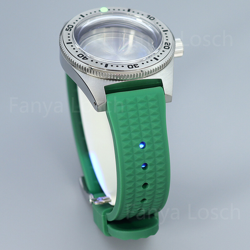 40mm Retro Dive Watch Case Modify 62Mas Mod+Green Strap For Seiko NH34 35 36 38