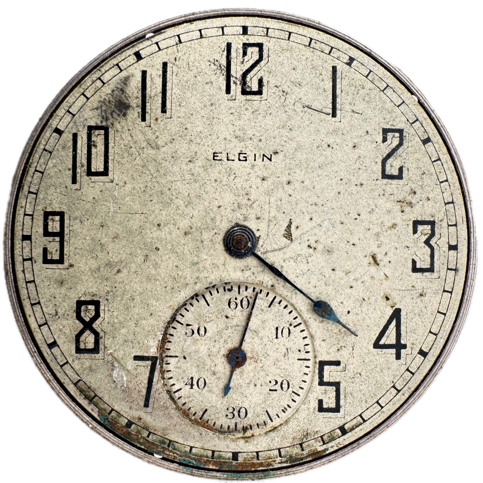 Antique 12s 1923 Elgin Art Deco Single Sunk Dial 17J Pocket Watch Movement 345
