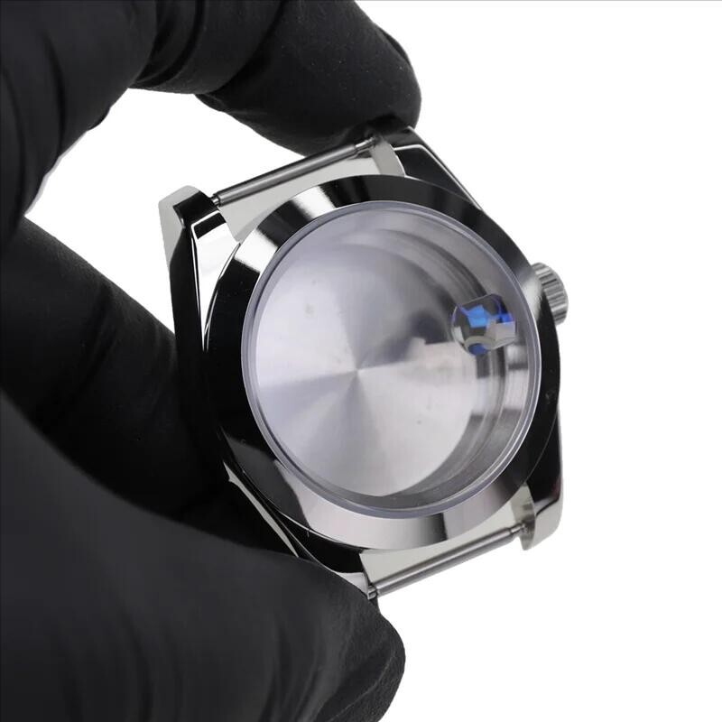 For Datejust Silver Sapphire Crystal Glass Men Watch Case Fit NH35 NH36 ETA2824