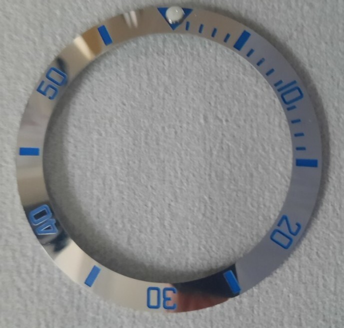 38mm Bezel insert Mirrored Silver And Blue For Divers Watch Seiko SKX SRPD Mod