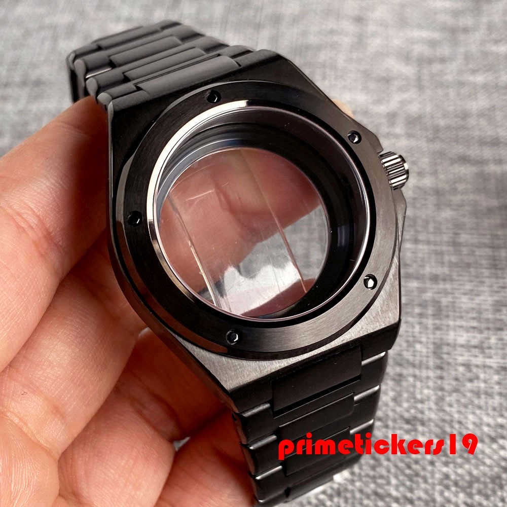Fit NH35 PT5000 Black Watch Case+Band+Dial+Hands For Engineer Style Wristwatch