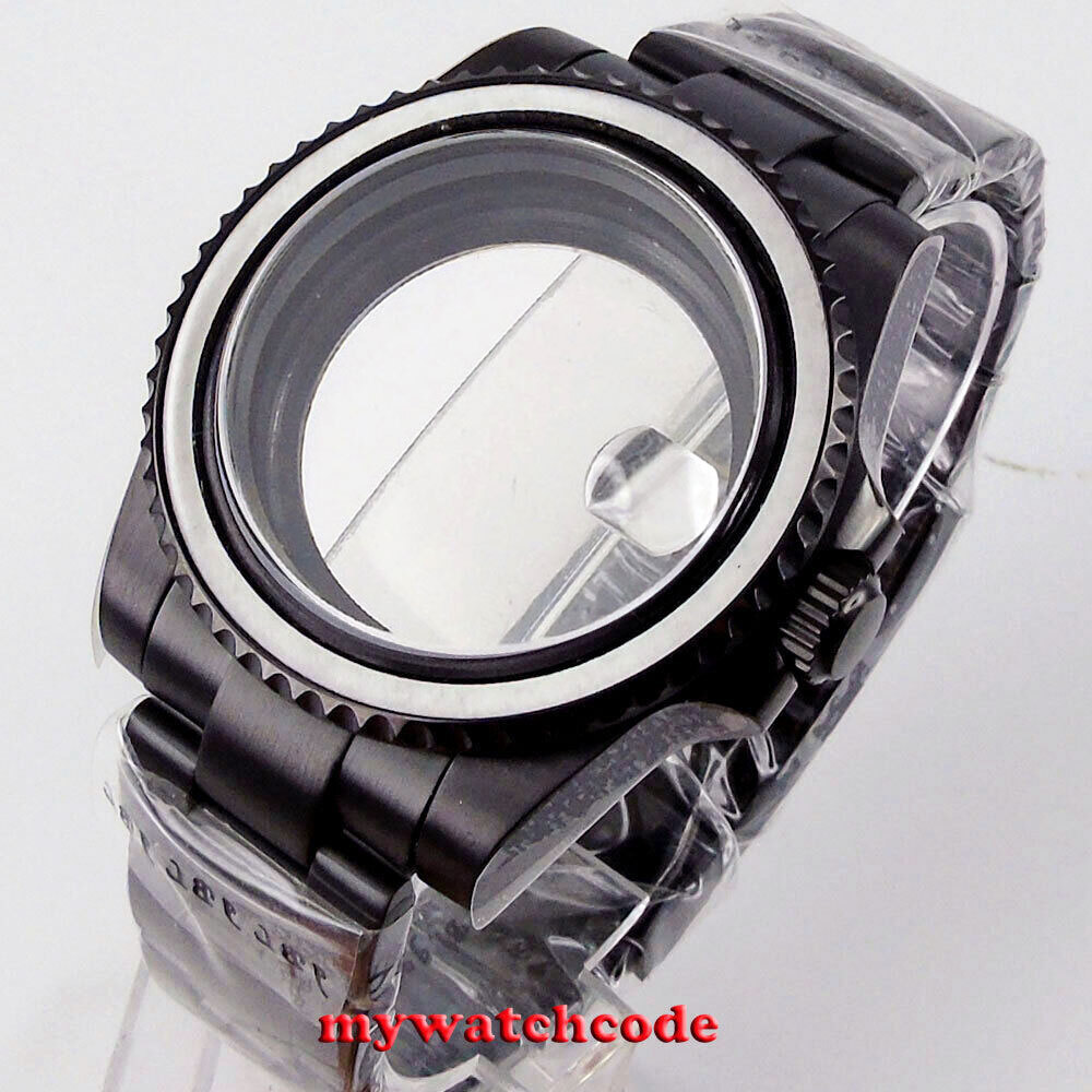 40mm Black PVD Sapphire Glass Watch Case Fit NH35A NH36A MIYOTA ETA2824 PT5000
