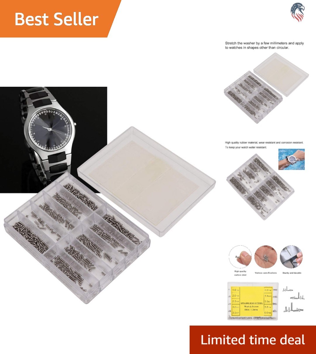 Stainless Steel Watch Micro Screw Set Compatible with Watches Eyeglasses Sung…