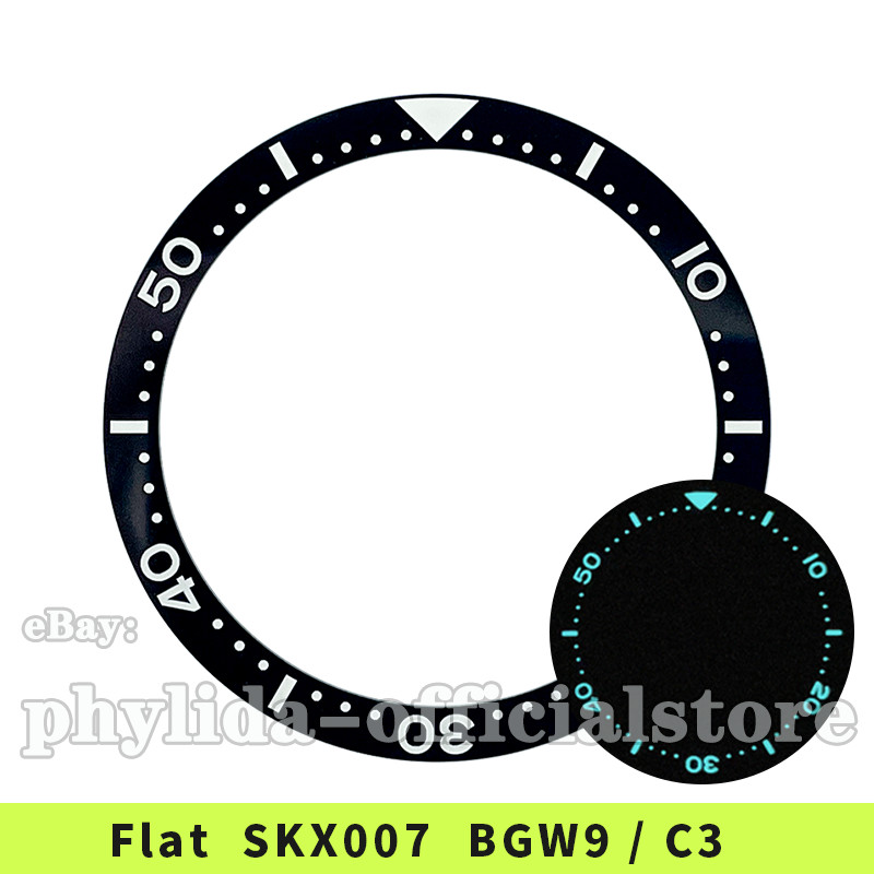 38mm BGW9/C3 Lume Flat Ceramic Bezel Insert SKX007/SKX009/SKX011 Mod NEW