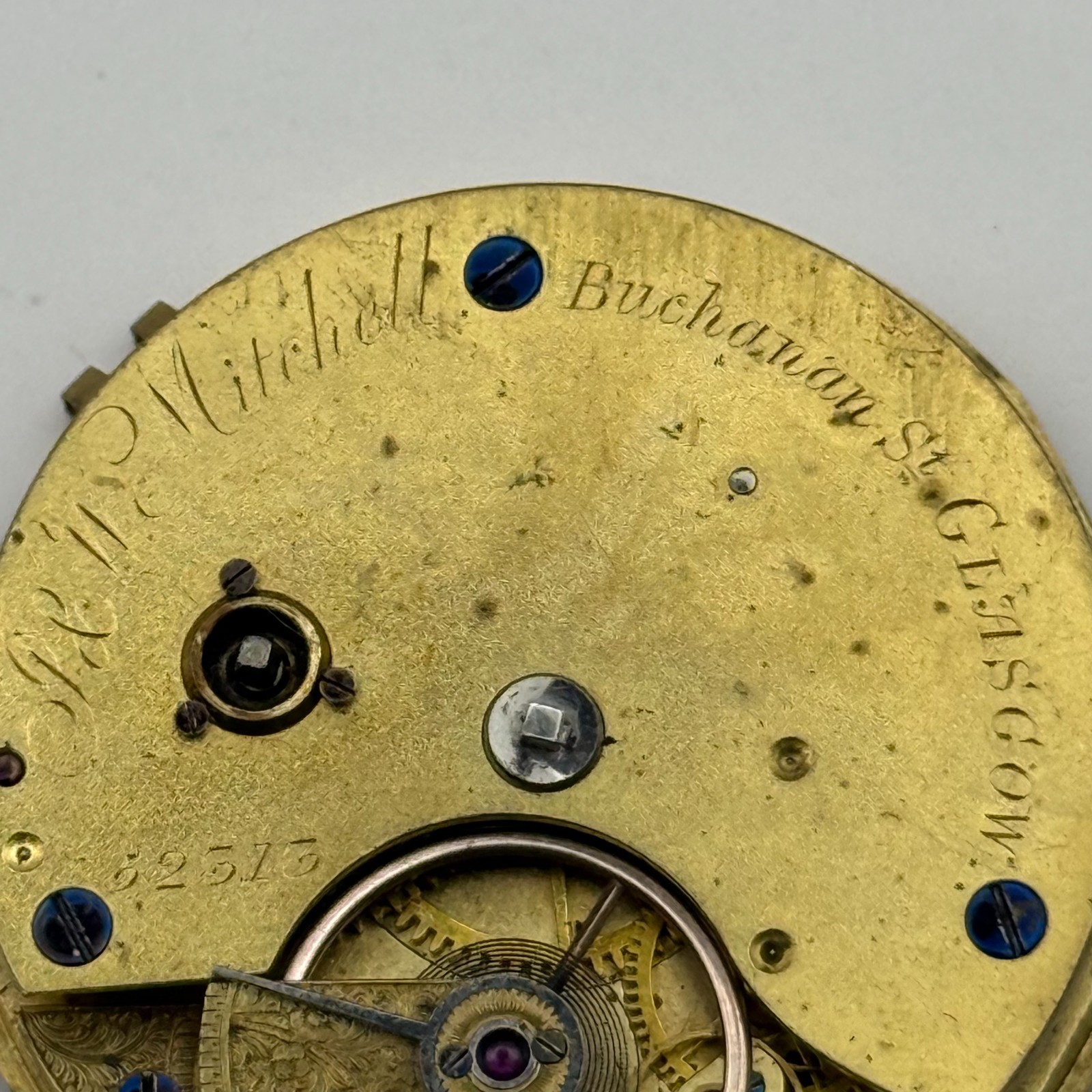 English Lever Pocket Watch Movement – P&W Mitchell Glasgow – Parts / Repair