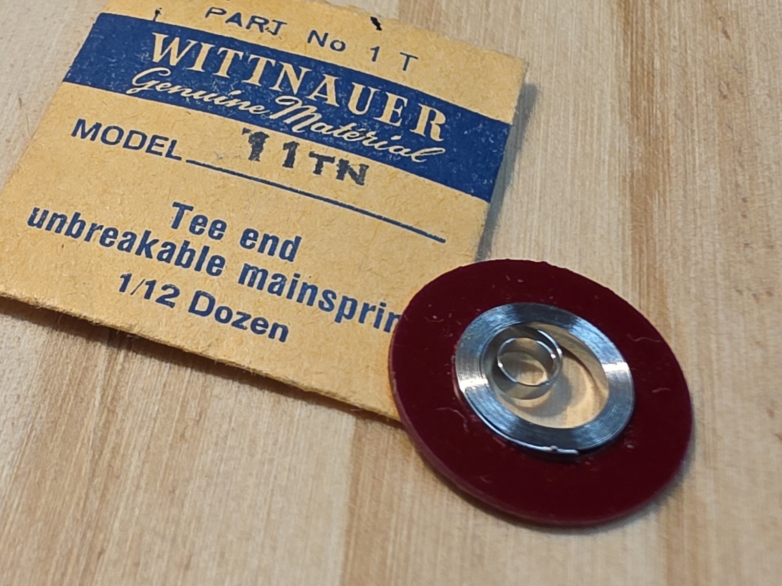 NOS Wittnauer Model 11TN P/N 1-T Unbreakable Mainspring Parts Spares Repairs