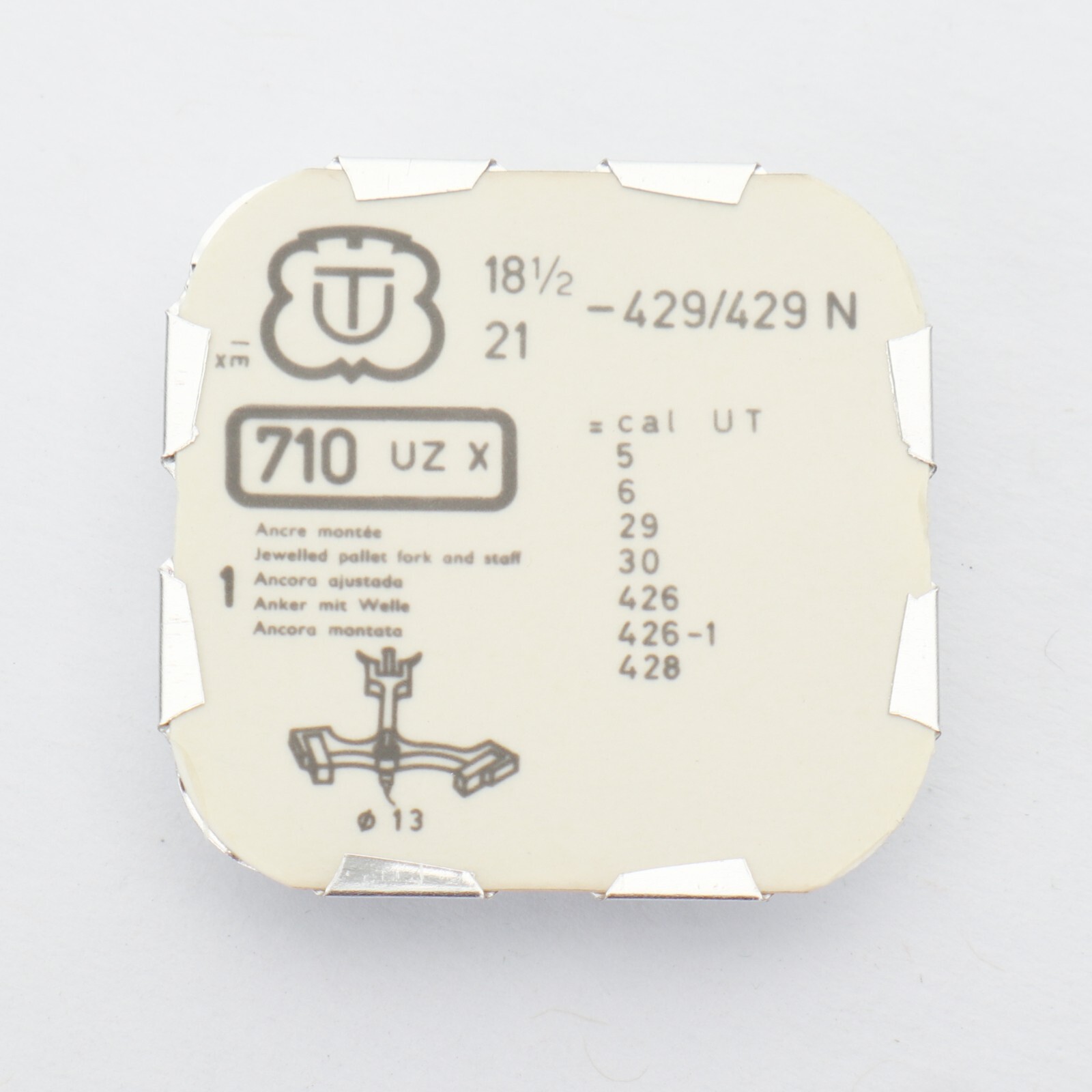 UT UNITAS 429, 429N Pallet Fork Watch Part Watchmakers #710 New Old Stock (PFC)