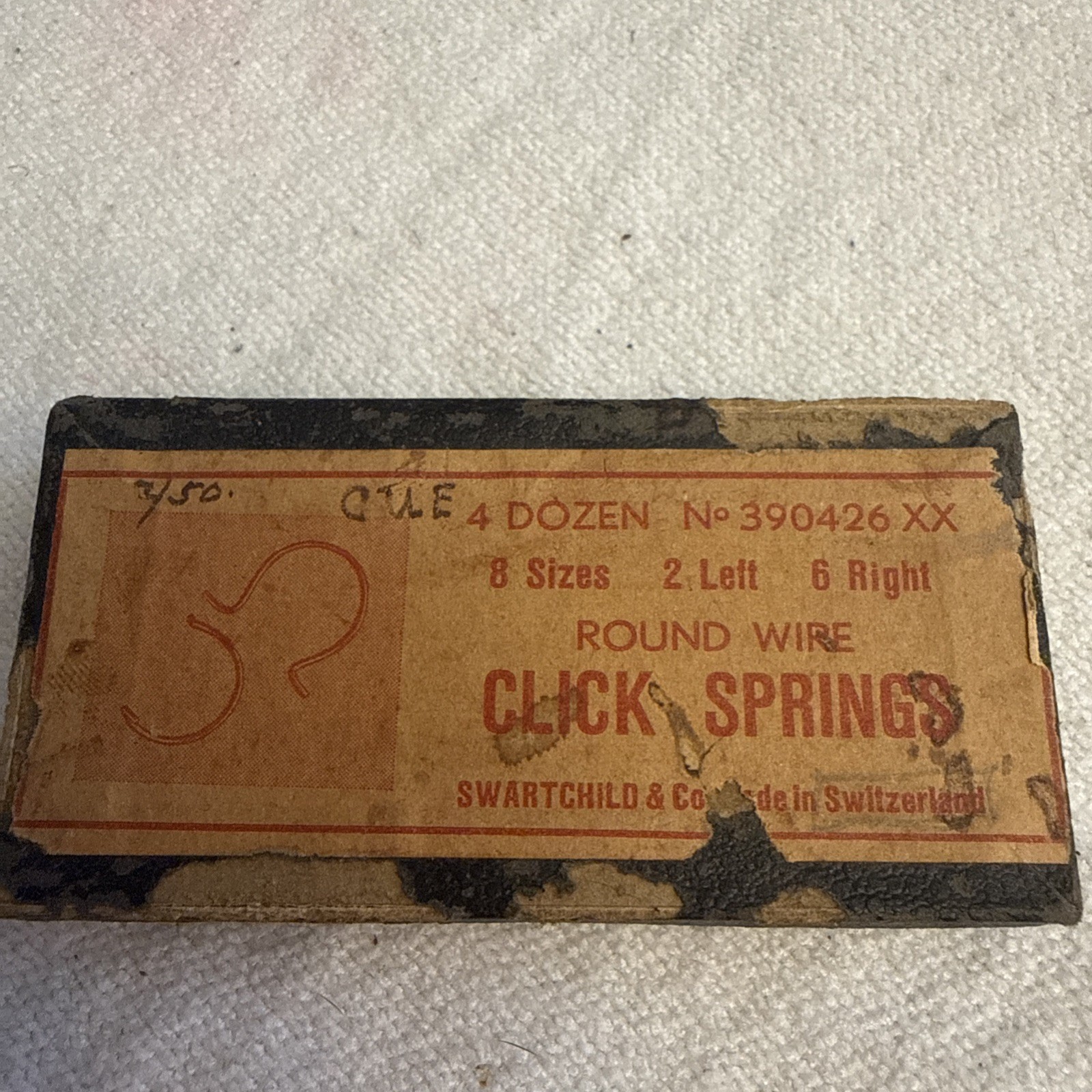 Vintage Swartchild Watchmaker Click Springs Assortment Box Swiss No. 390426 XX