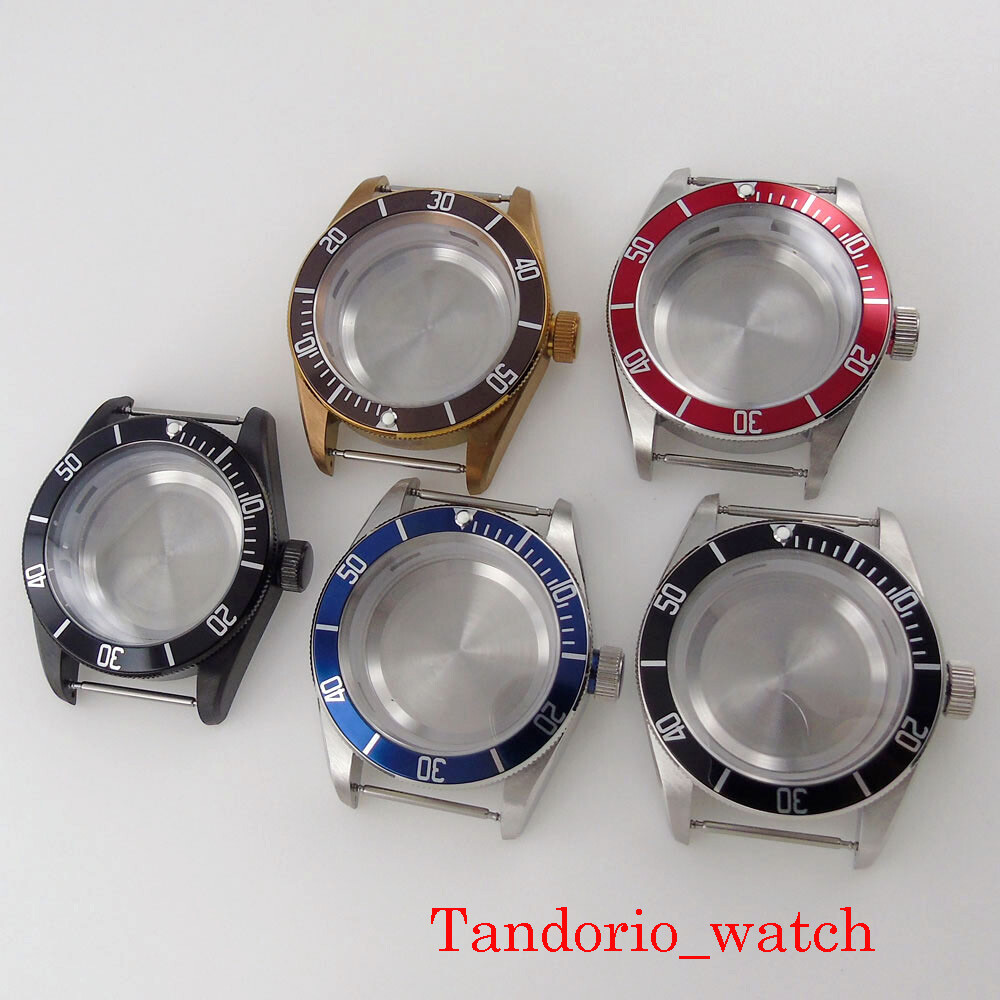 41mm Watch Case Black Pvd Bronze Coated Sapphire Glass For MIYOTA ETA 2836 50m