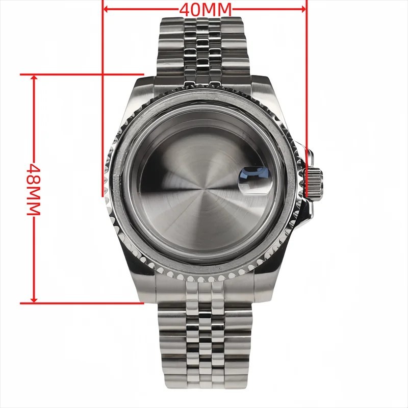 GMT Yacht Watch Case Sapphire Crystal Slide Clasp for NH34 NH35 NH36 Mods
