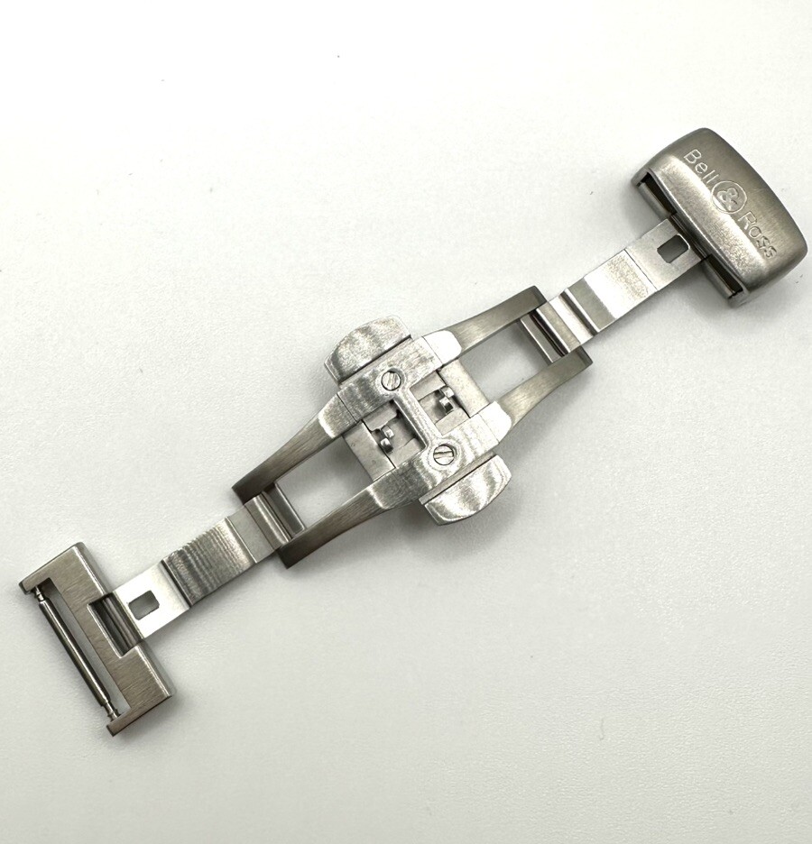 New Genuine Bell & Ross 16mm Matte S/S Deployment Folding Clasp With Pusher