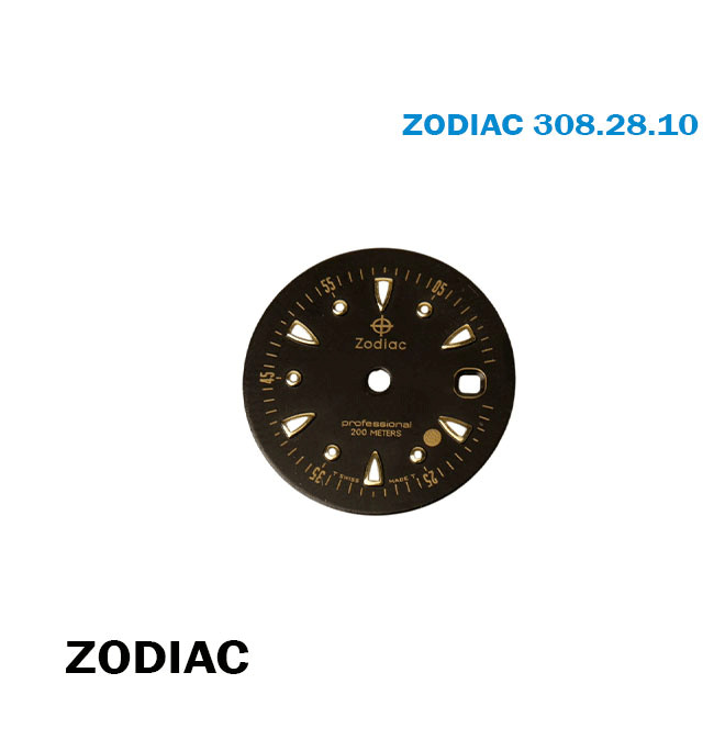 ZODIAC 308.28.10 Dial-Swiss Watch Movement-Black-Date At3-Professional-200 Meter
