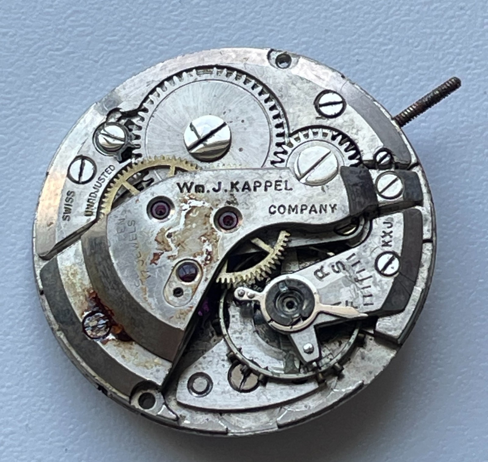 WM J KAPPEL AS 1187 A. Schild Swiss Watch Movement 17 Jewels Parts Vintage