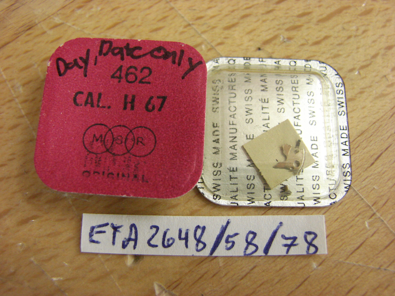 ETA 2648, 2658, 2678 wristwatch parts, new old stock, calendar parts day/date!!