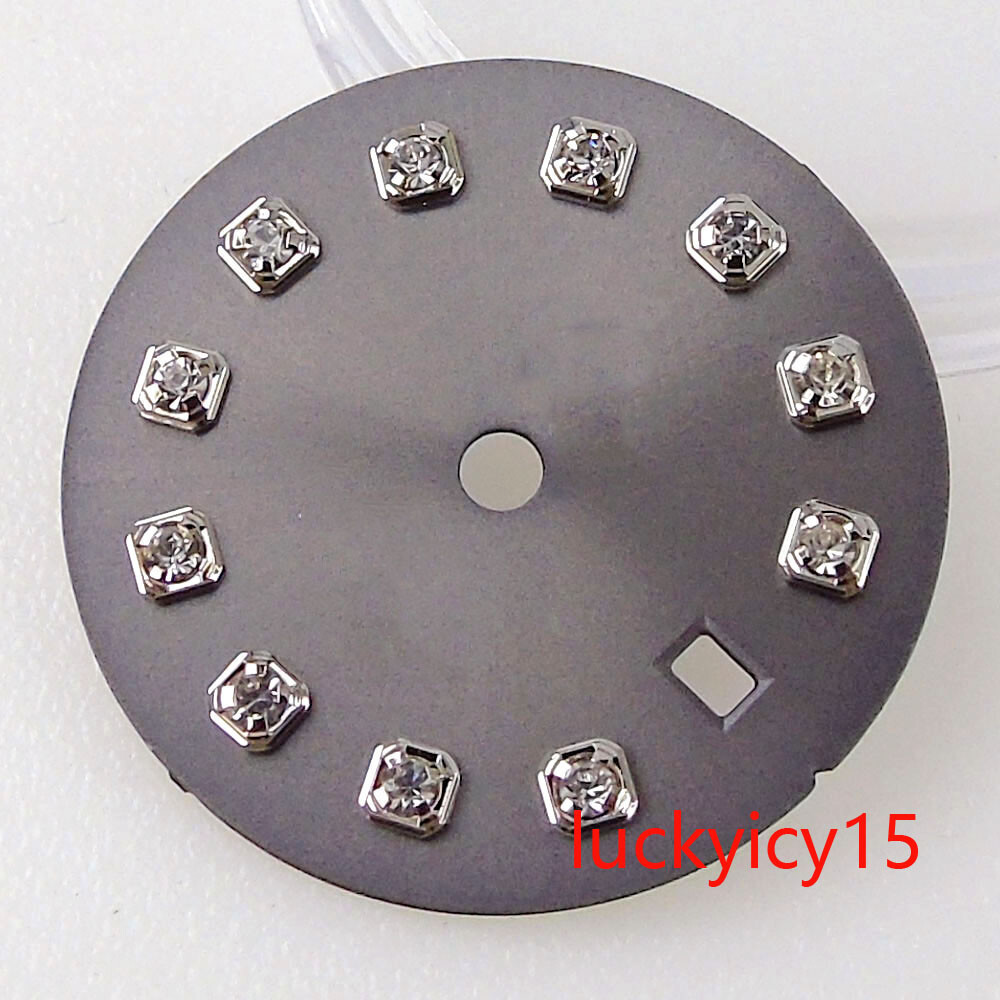 Bliger 20.5MM Blue Green Black Watch Dial Luminous Silver Diamond Index Fit NH05
