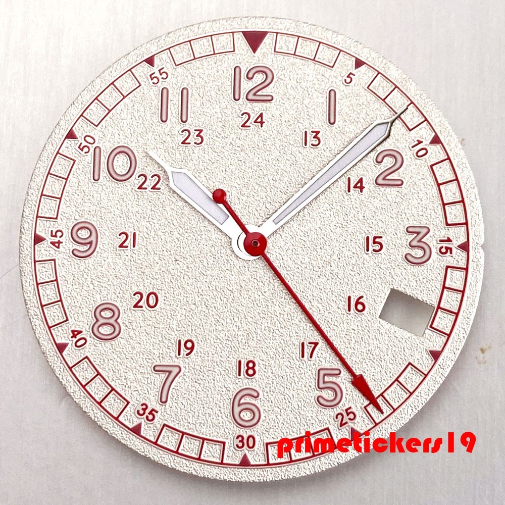 29mm NH35 Watch Dial+Hands Set Luminous 3.8 o’clock Date Window Wristwatch Face