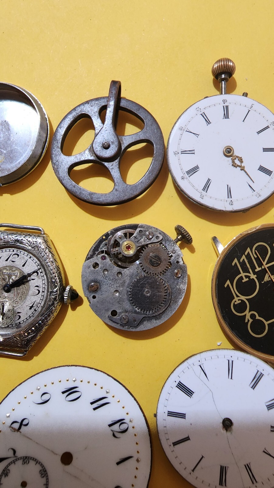 vintage watch movement lot for scrap,repurpose or parts,Waltham, Elgin etc A4