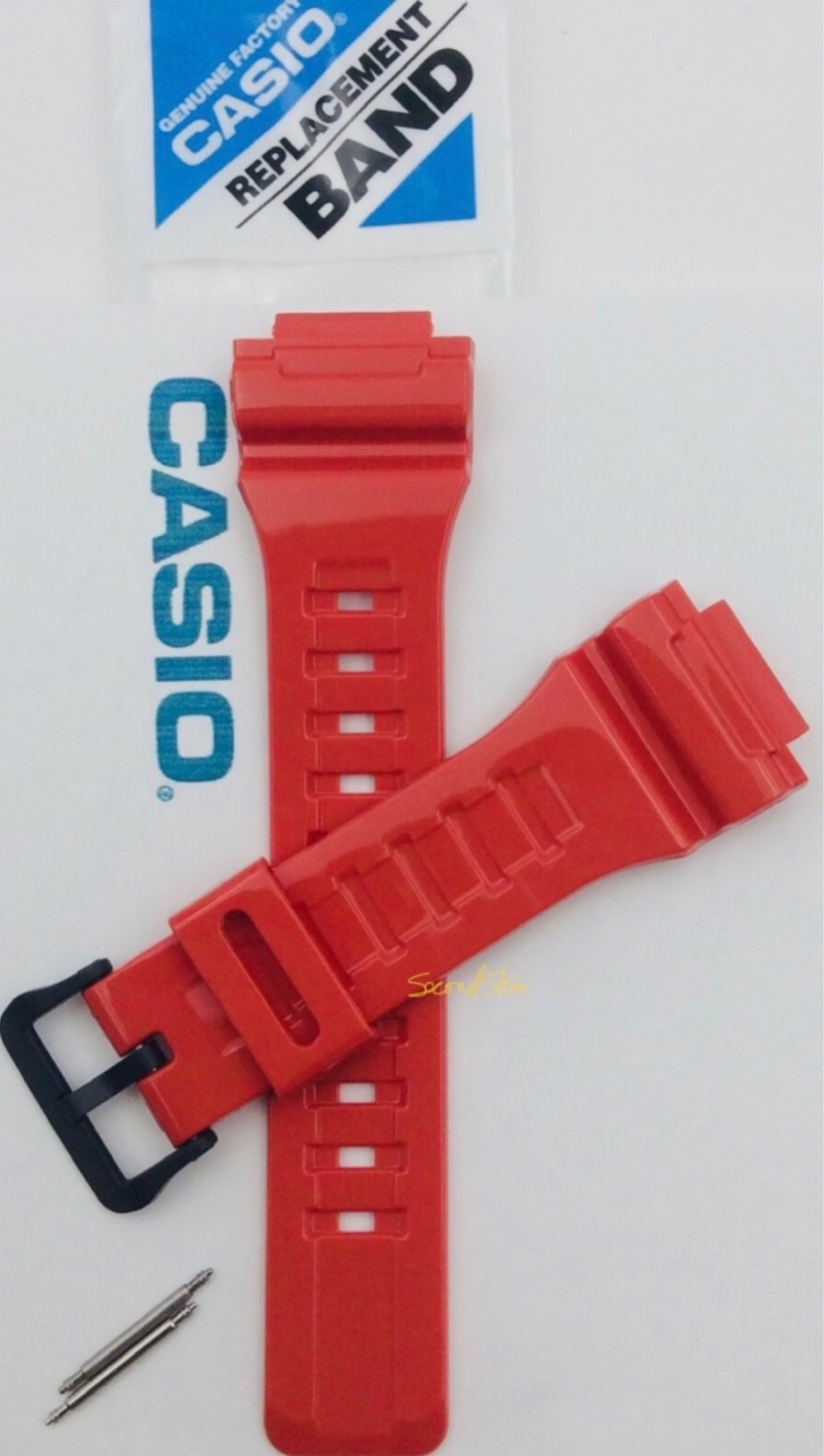 Genuine Casio Watch Band 4 T. Solar AQS810WC-4AV AQ-S810WC Glossy Red Strap +Pin