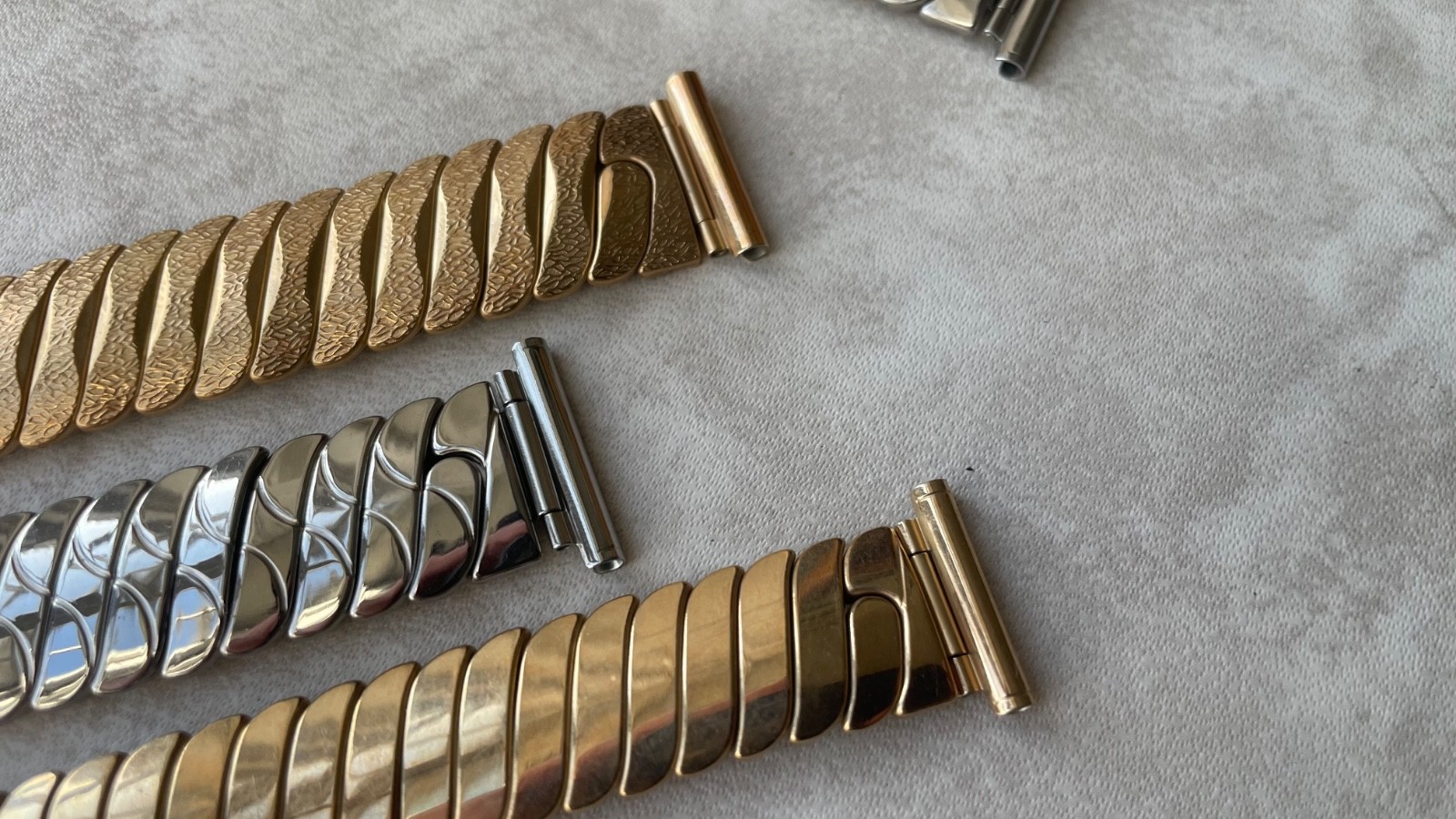 Original Montal made in England steel and gold stretch bracelets 18mm & 20mm