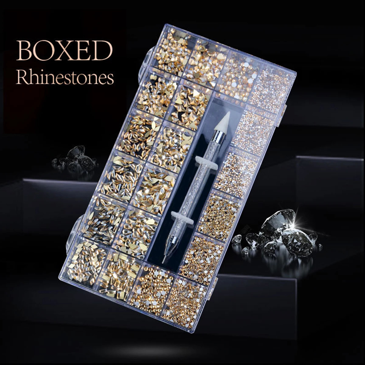 21 grid nail art diamond flat bottom glass diamond multi-style special-shaped di